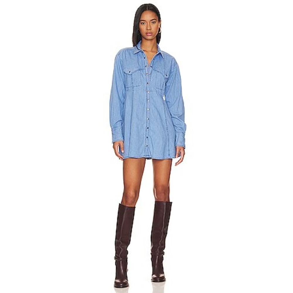 WE THE FREE Sammi Denim Mini Blue Size Medium Casual comfort long sleeve